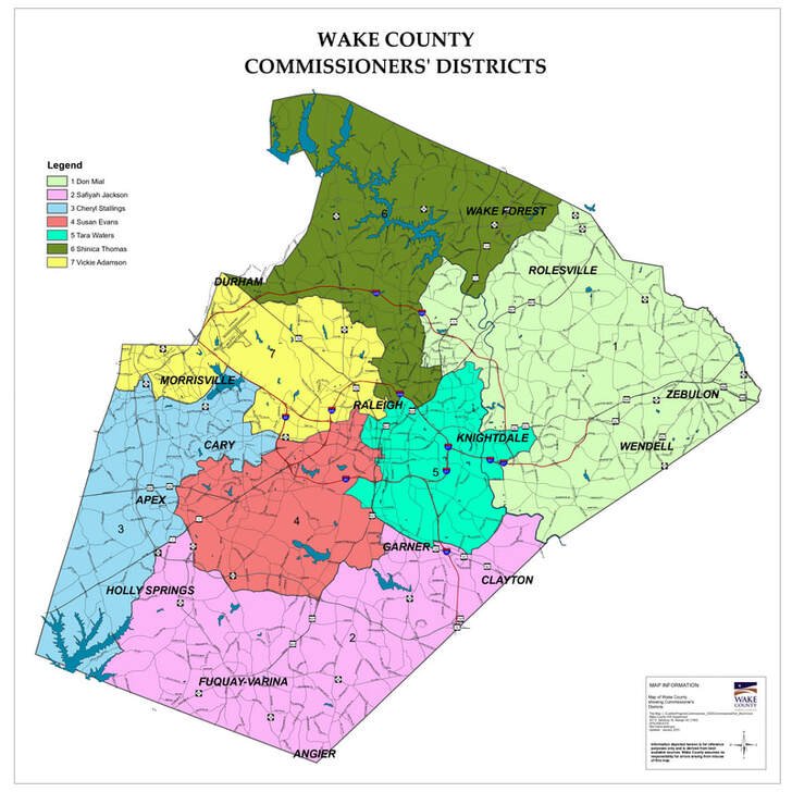 Map of Wake County Commissioner's Districts